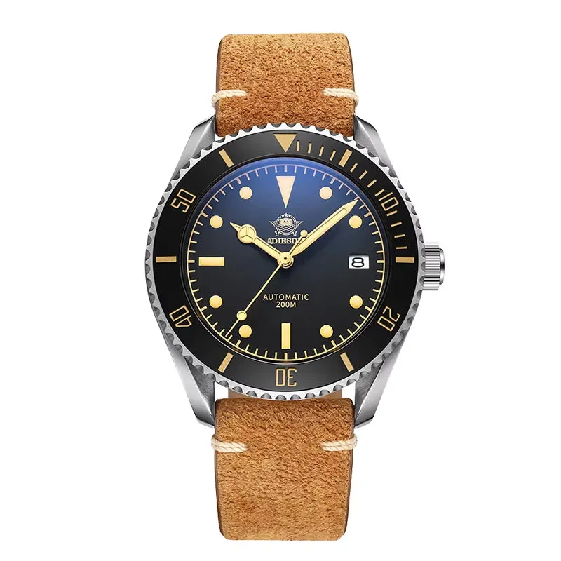 Business Vintage Leather Wrist Watch Waterproof Automatic Mechanical Steel Watch Man European American Casual Watch