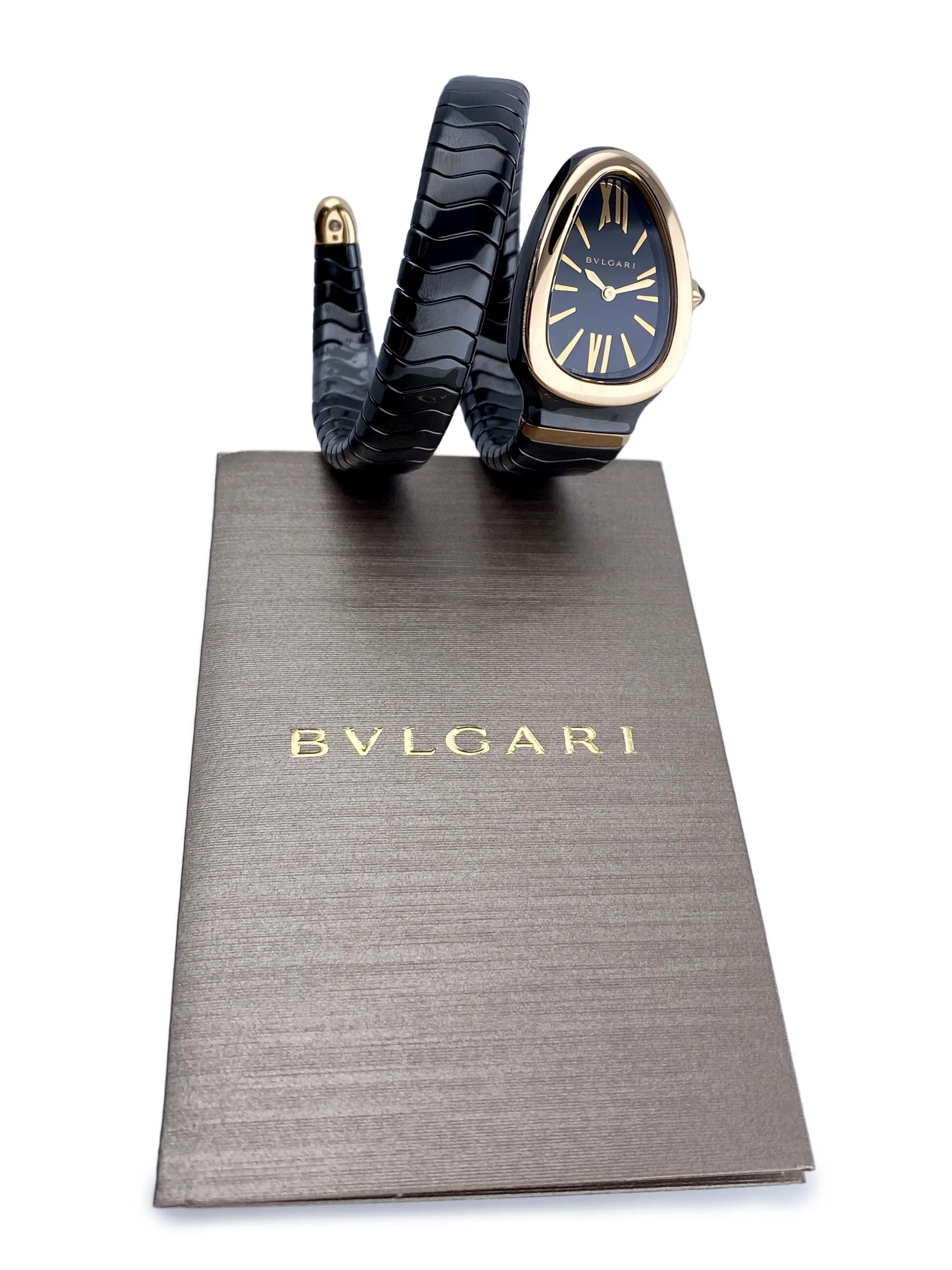 Bvlgari Serpenti 102735 Ceramic 18K Rose Gold Ladies Watch With Papers