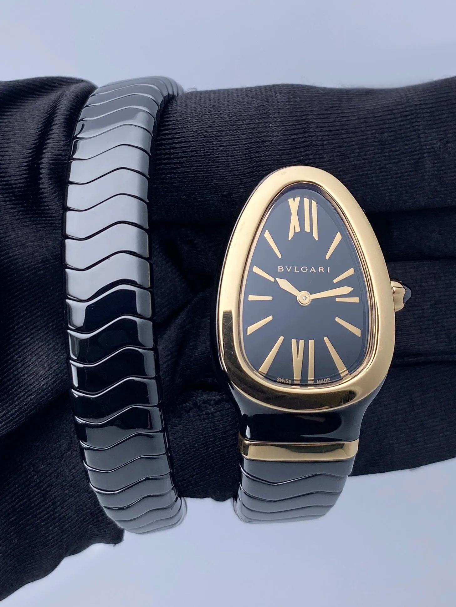 Bvlgari Serpenti 102735 Ceramic 18K Rose Gold Ladies Watch With Papers
