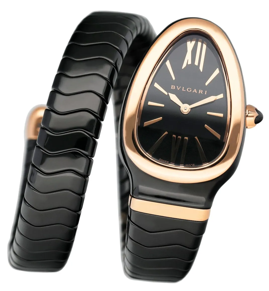 Bvlgari Serpenti 102735 Ceramic 18K Rose Gold Ladies Watch With Papers