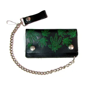 BW402-79  6" Biker Wallet- Multi-Pot Leaf