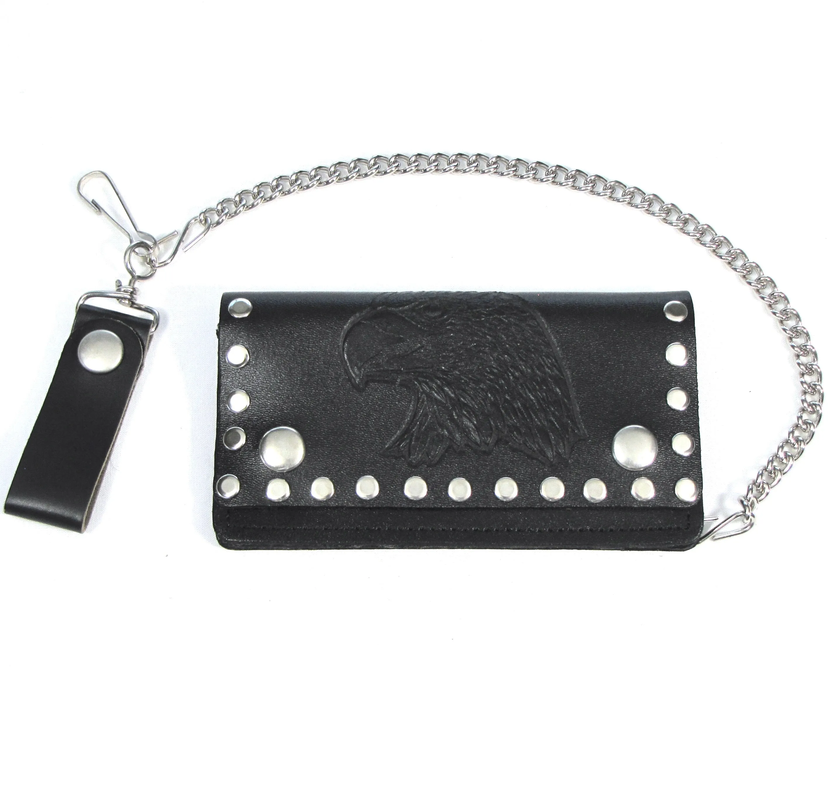 BW402R-40  6" Studded Biker Wallet- Large Eagle Head