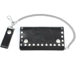 BW402R-40  6" Studded Biker Wallet- Large Eagle Head