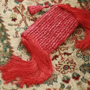 Canggu Fringe Raffia Straw Clutch, in Bali Red
