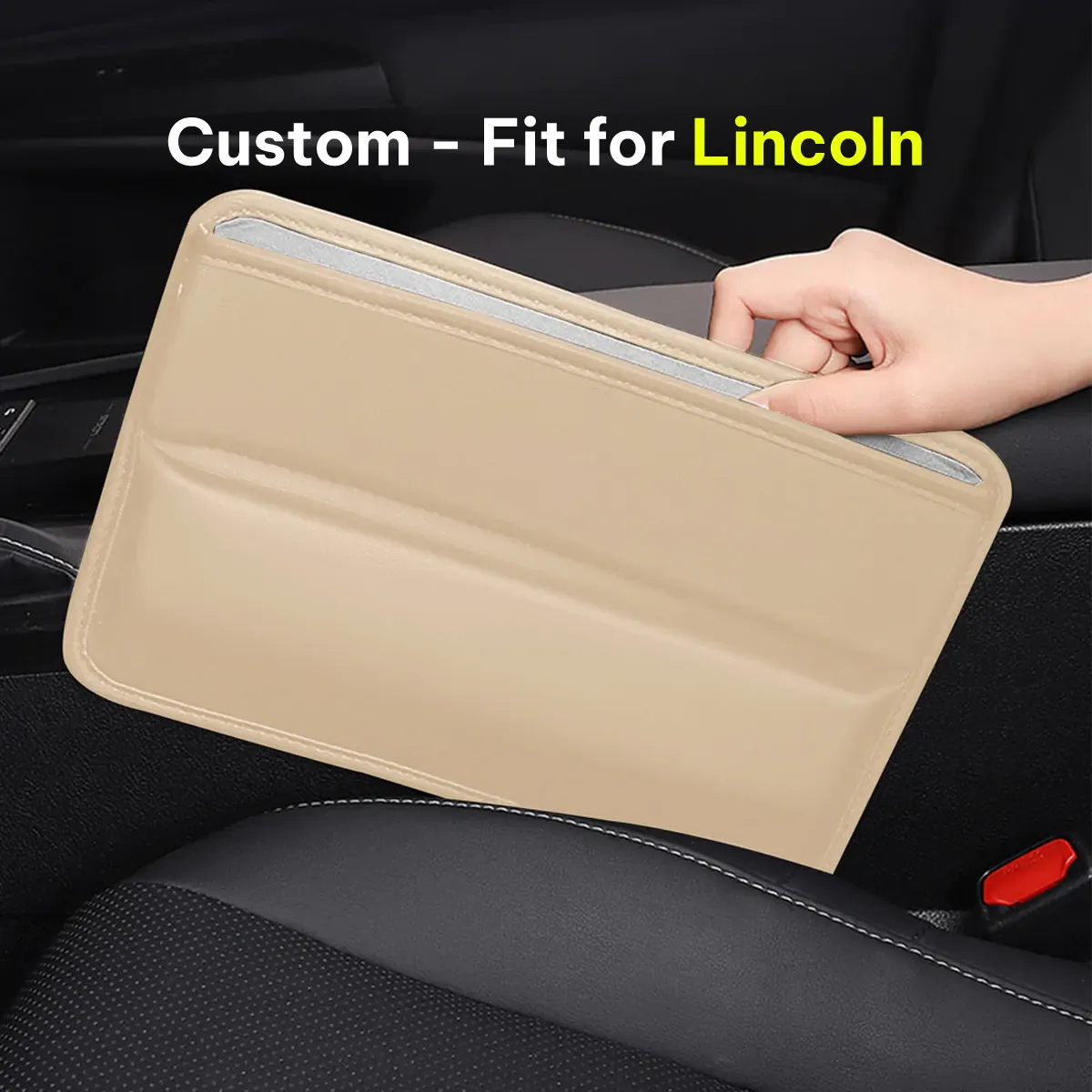 Car Seat Gap Filler Organizer, Custom-Fit For Car, Multifunctional PU Leather Console Side Pocket Organizer for Cellphones, Cards, Wallets, Keys WALI226