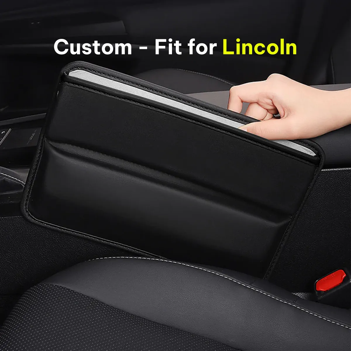 Car Seat Gap Filler Organizer, Custom-Fit For Car, Multifunctional PU Leather Console Side Pocket Organizer for Cellphones, Cards, Wallets, Keys WALI226