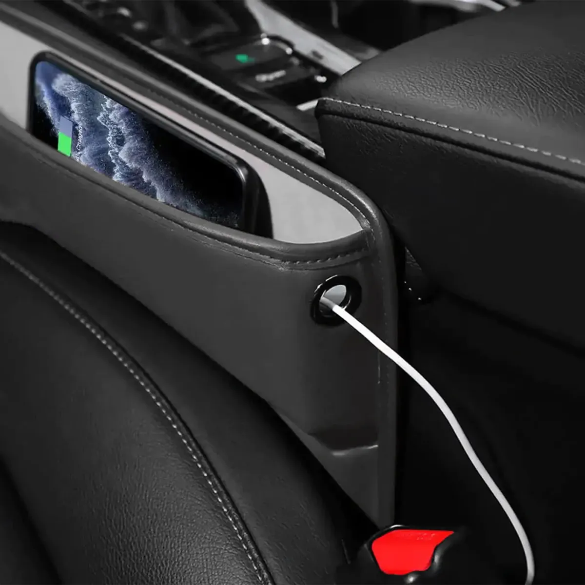 Car Seat Gap Filler Organizer, Custom-Fit For Car, Multifunctional PU Leather Console Side Pocket Organizer for Cellphones, Cards, Wallets, Keys WAMB226