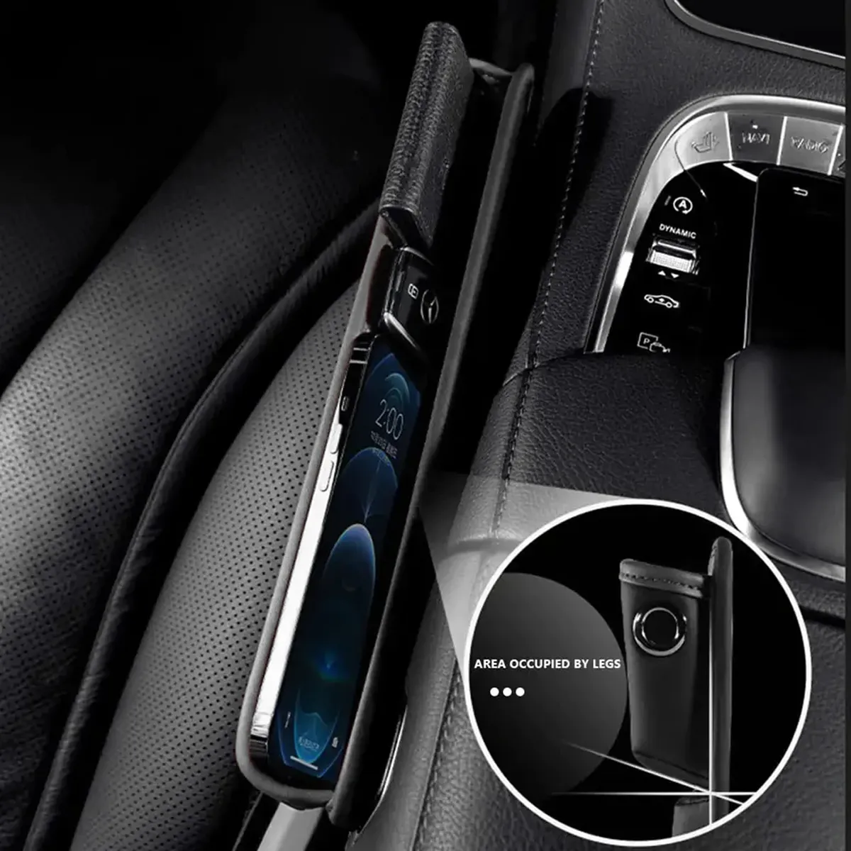 Car Seat Gap Filler Organizer, Custom-Fit For Car, Multifunctional PU Leather Console Side Pocket Organizer for Cellphones, Cards, Wallets, Keys WAMB226