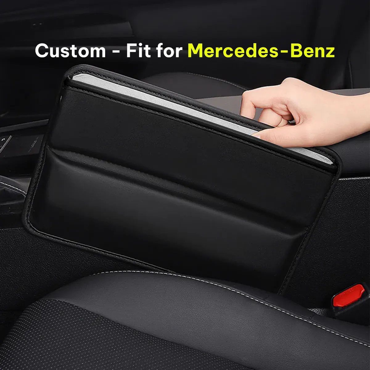 Car Seat Gap Filler Organizer, Custom-Fit For Car, Multifunctional PU Leather Console Side Pocket Organizer for Cellphones, Cards, Wallets, Keys WAMB226