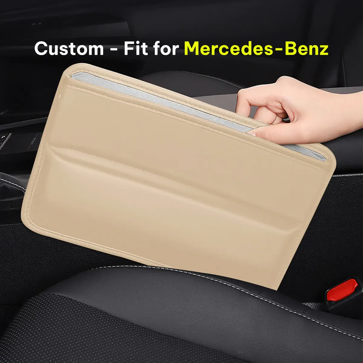 Car Seat Gap Filler Organizer, Custom-Fit For Car, Multifunctional PU Leather Console Side Pocket Organizer for Cellphones, Cards, Wallets, Keys WAMB226