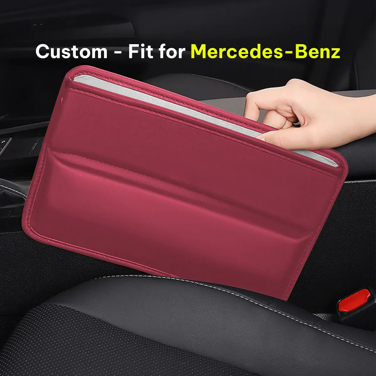 Car Seat Gap Filler Organizer, Custom-Fit For Car, Multifunctional PU Leather Console Side Pocket Organizer for Cellphones, Cards, Wallets, Keys WAMB226