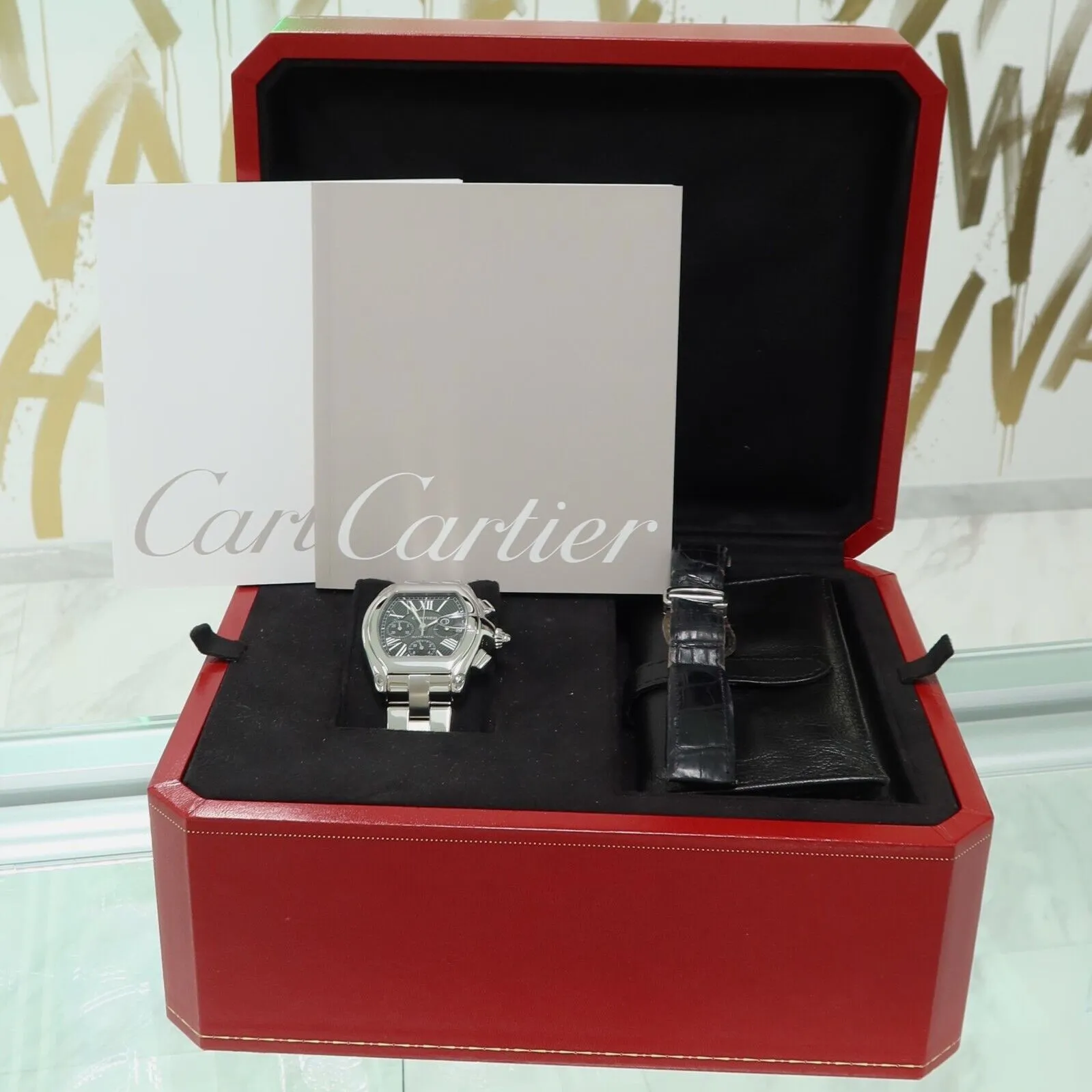 Cartier Roadster Chronograph Black Dial Stainless Steel Automatic W62020X6 2618