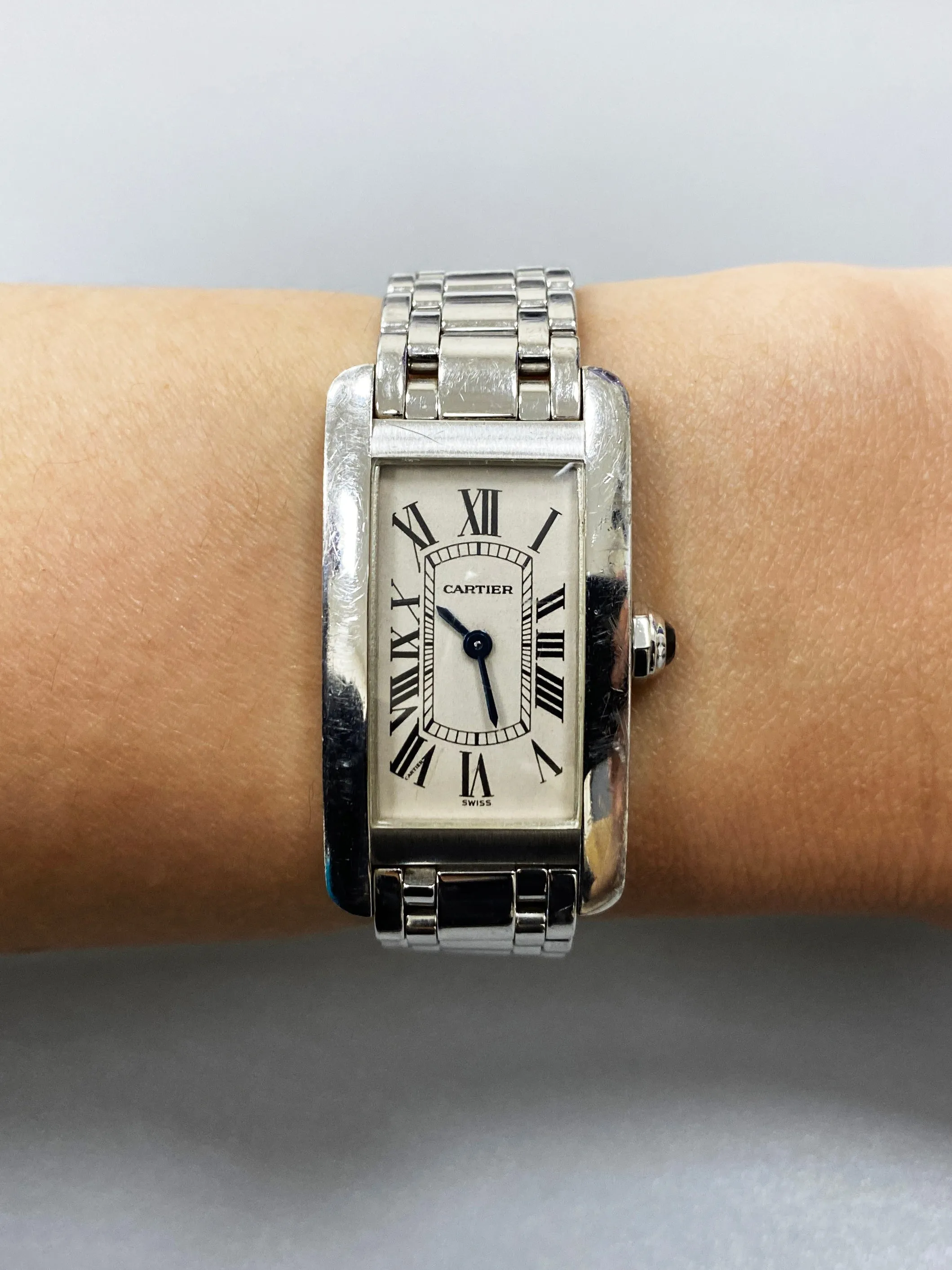 Cartier Tank Americaine 1713 18K White Gold Ladies Watch