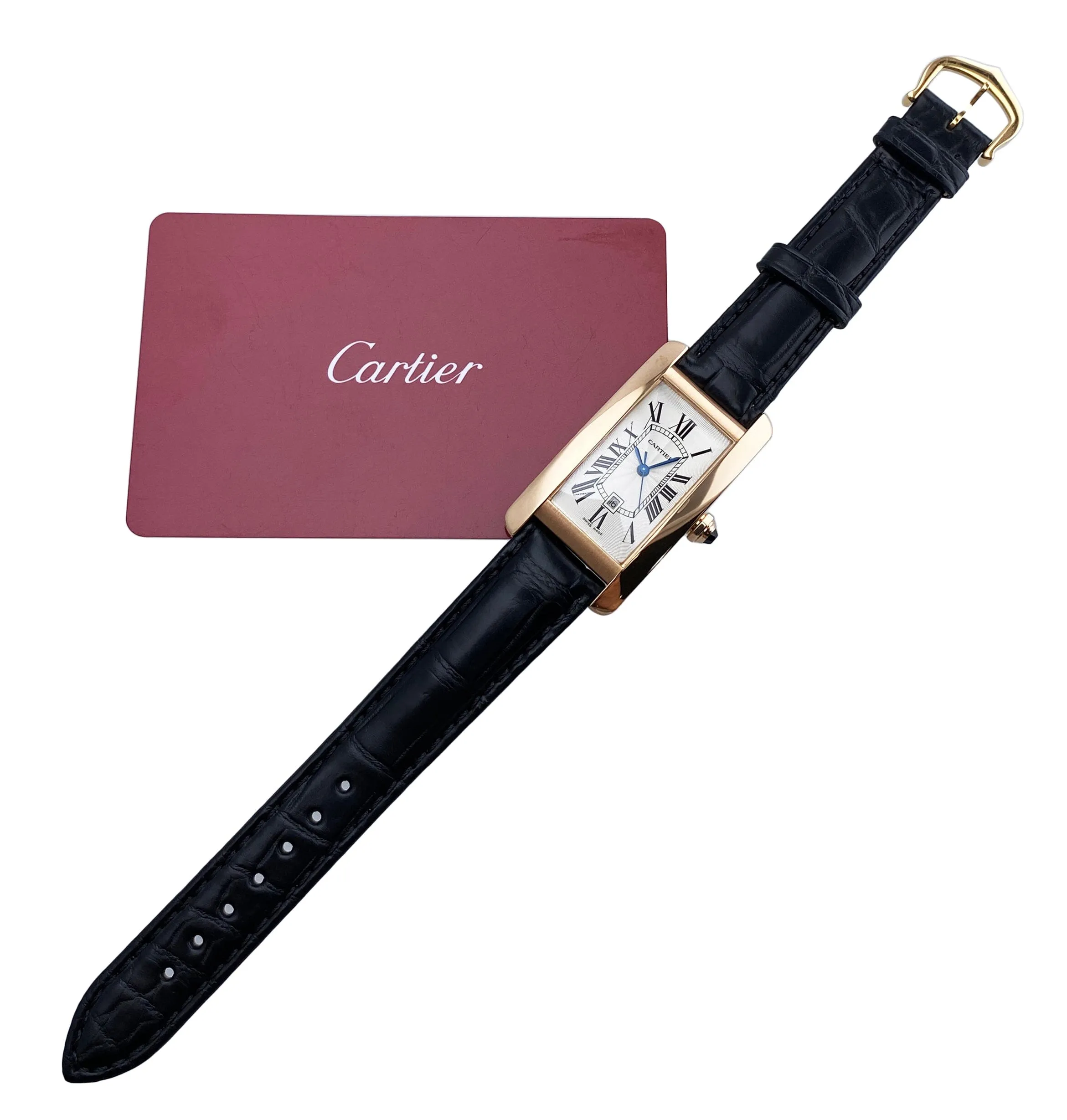 Cartier Tank Americaine W2620030 18K Rose Gold Ladies Watch Box Papers