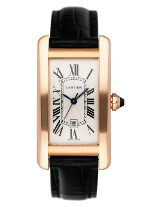 Cartier Tank Americaine W2620030 18K Rose Gold Ladies Watch