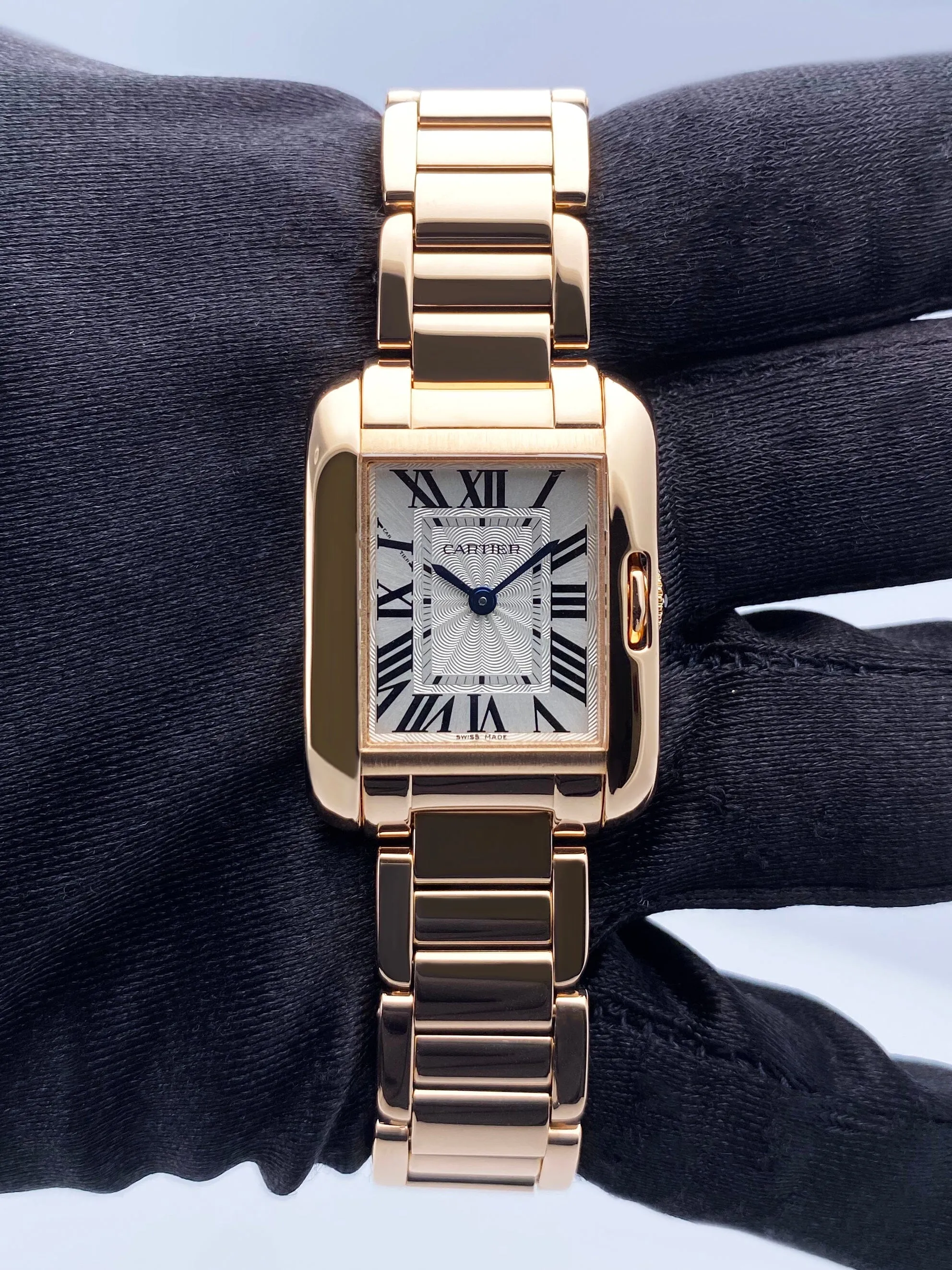 Cartier Tank Anglaise W5310013 18K Rose Gold Ladies Watch Box Papers