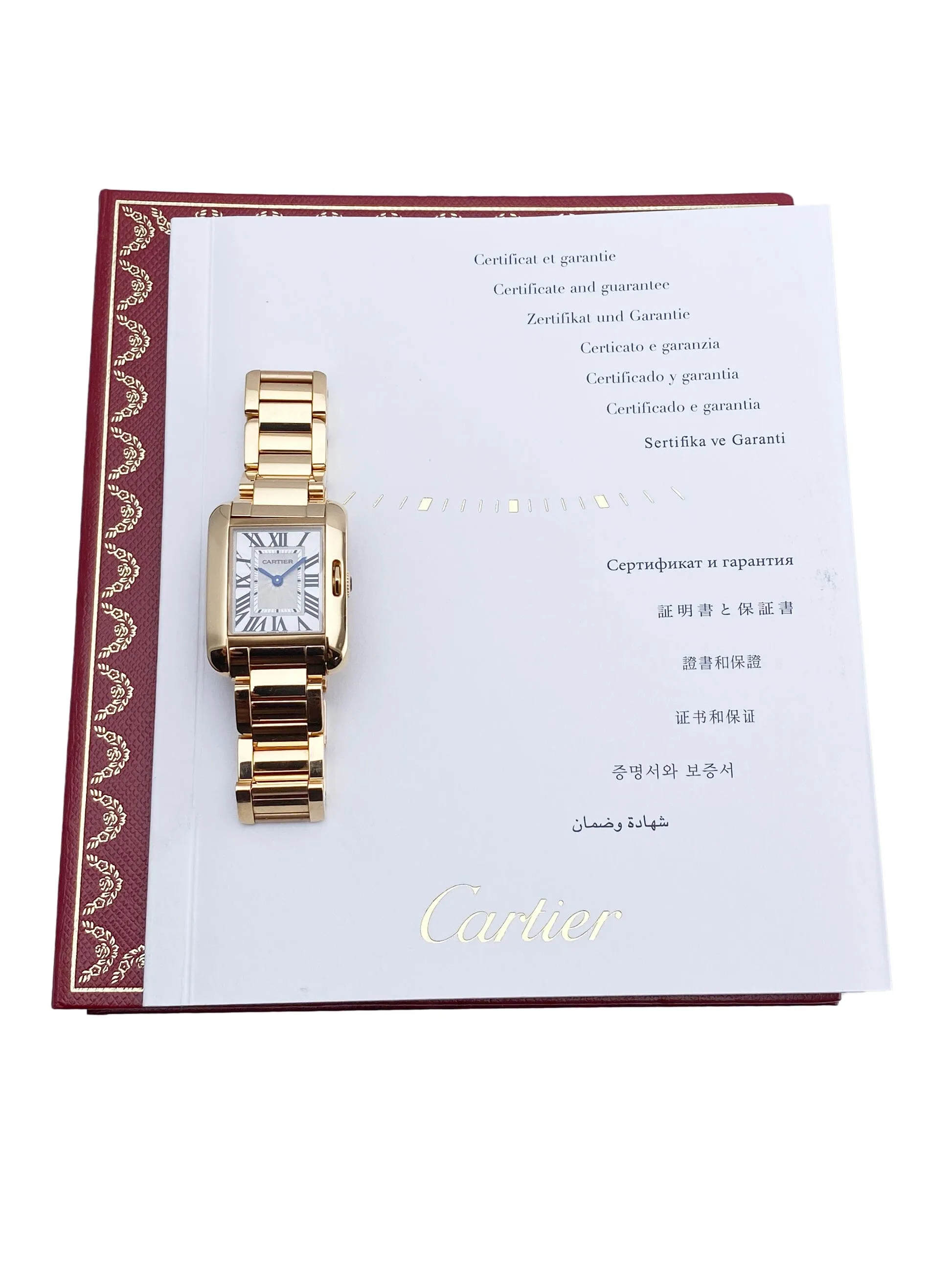 Cartier Tank Anglaise W5310013 18K Rose Gold Ladies Watch Box Papers