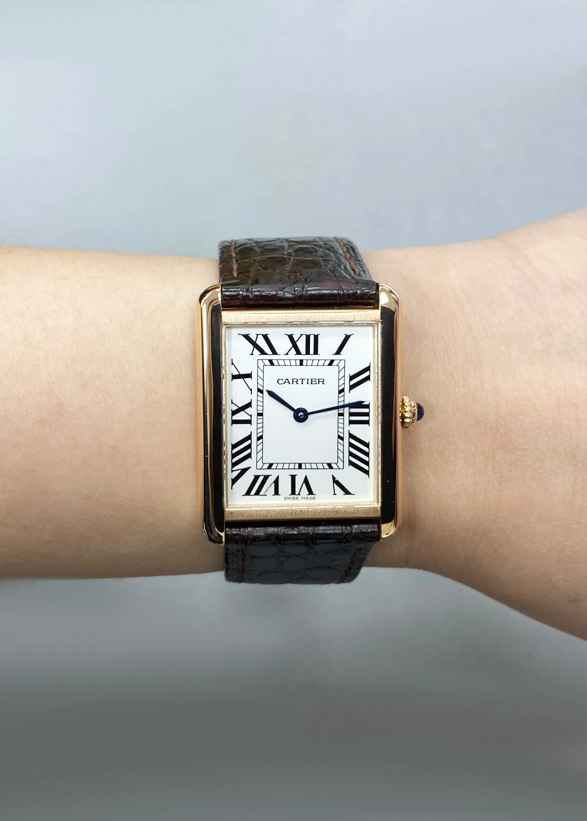 Cartier Tank Solo W5200025 18K Rose Gold Mens Watch Box Papers