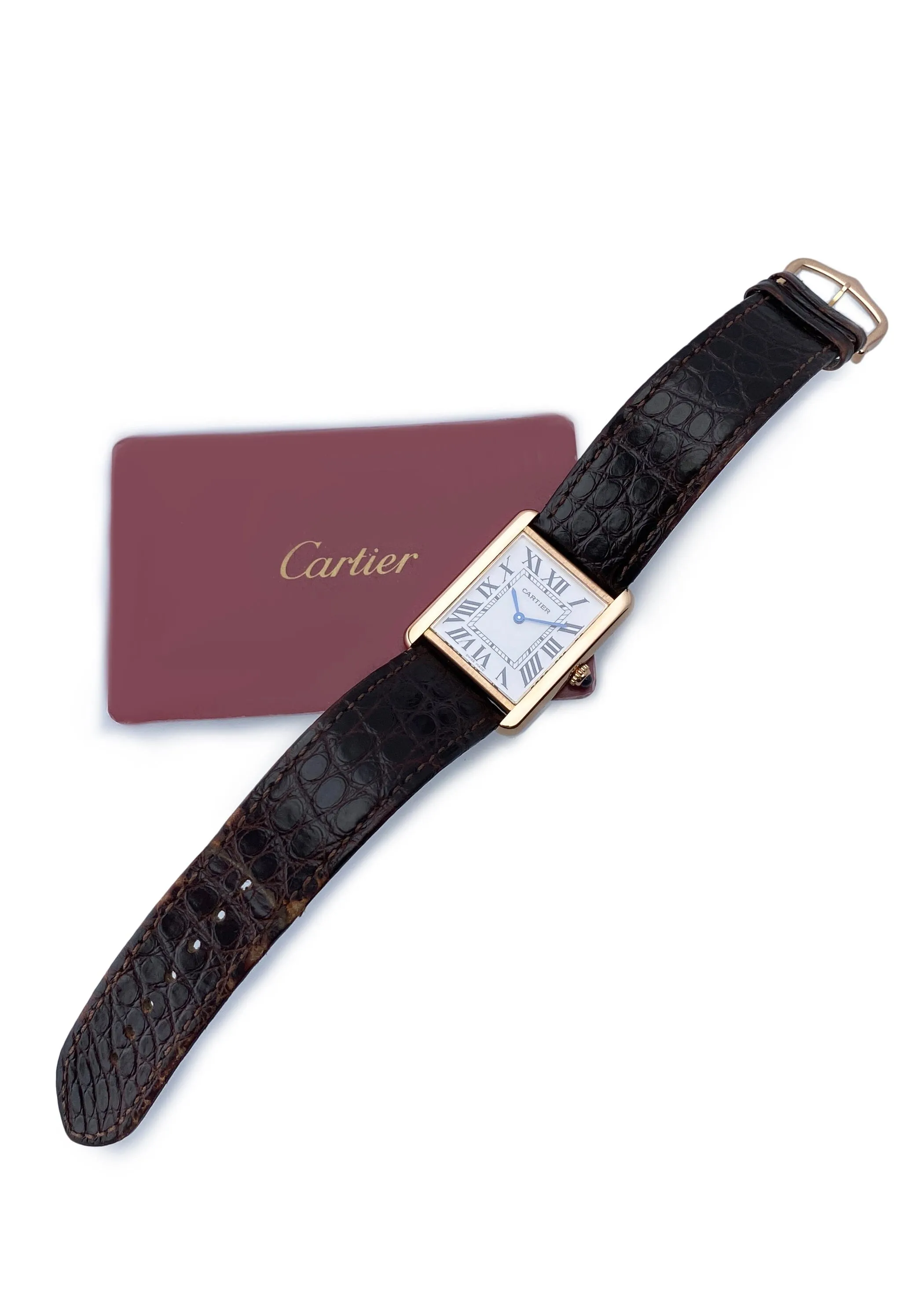 Cartier Tank Solo W5200025 18K Rose Gold Mens Watch Box Papers