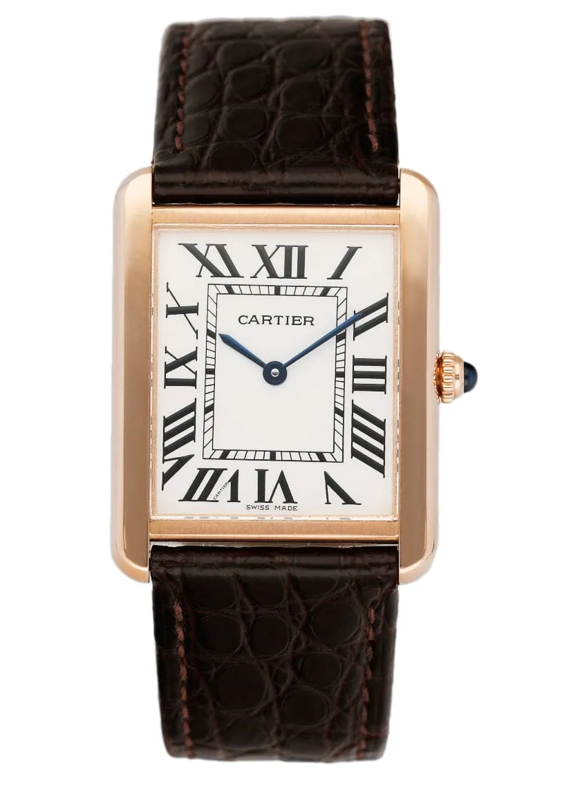 Cartier Tank Solo W5200025 18K Rose Gold Mens Watch