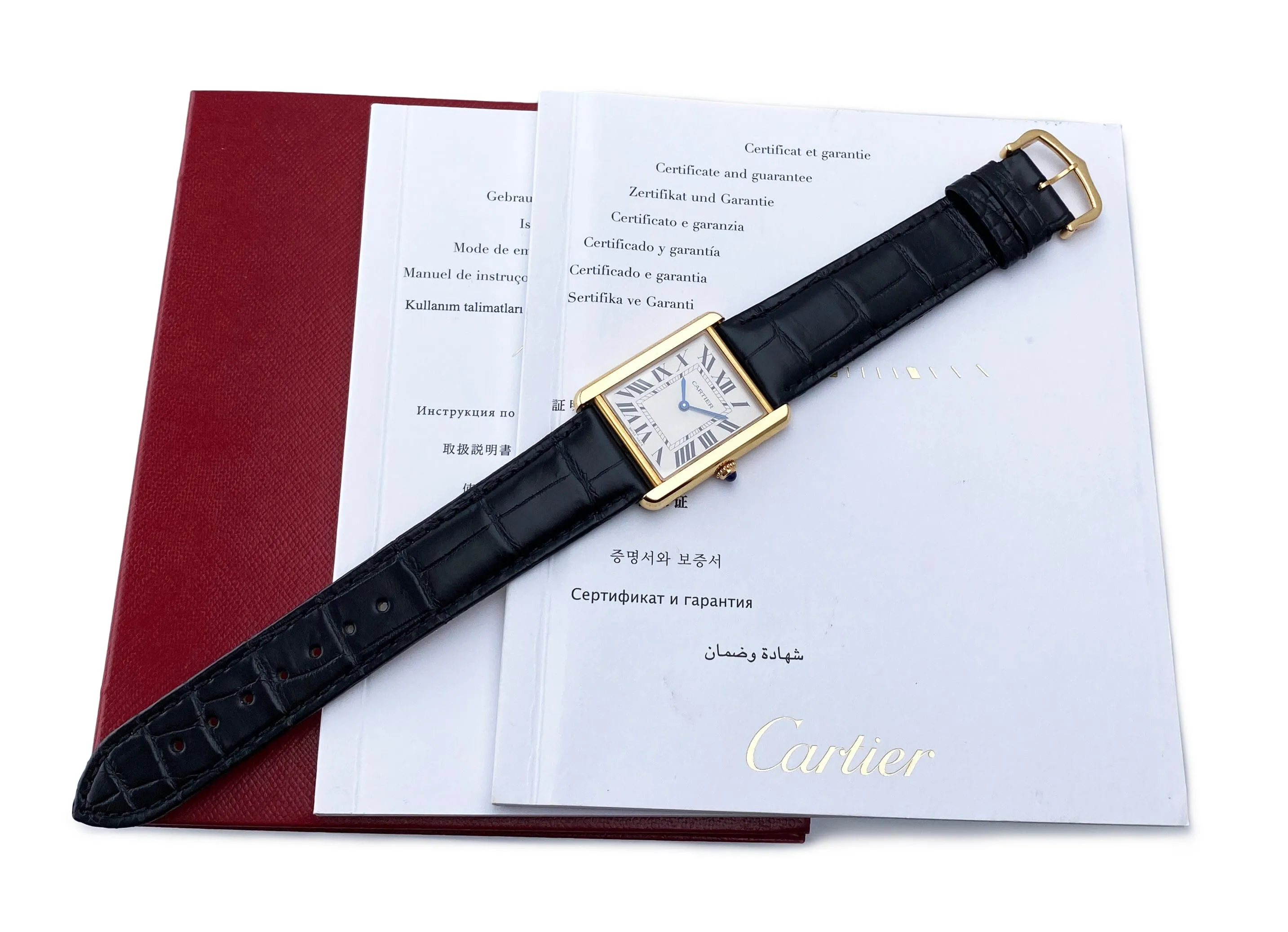 Cartier Tank Solo W5200026 18K Rose Gold Mens Watch Box Papers