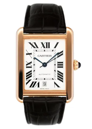 Cartier Tank Solo XL W5200026 18K Rose Gold Mens Watch Box Papers
