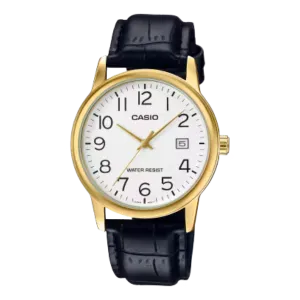 Casio Black Leather Strap White Dial Quartz Watch for Gents - MTP-V002GL-7B2UDF
