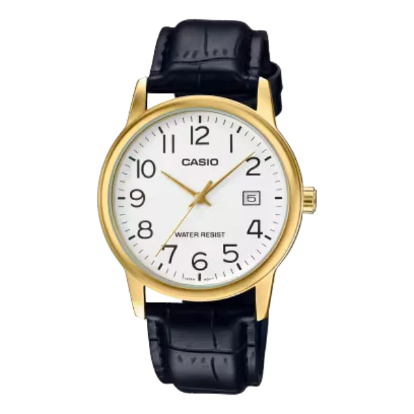 Casio Black Leather Strap White Dial Quartz Watch for Gents - MTP-V002GL-7B2UDF