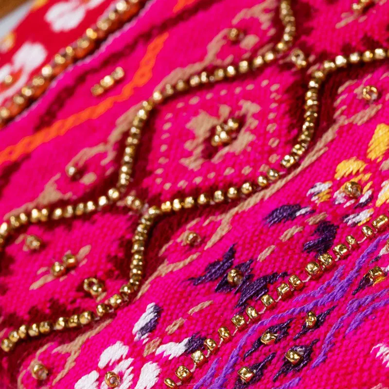 Cerise Handmade Beaded Wristlet