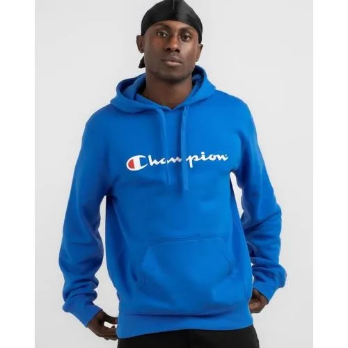Champion Mens Script Crew Hoodie Betty Blue