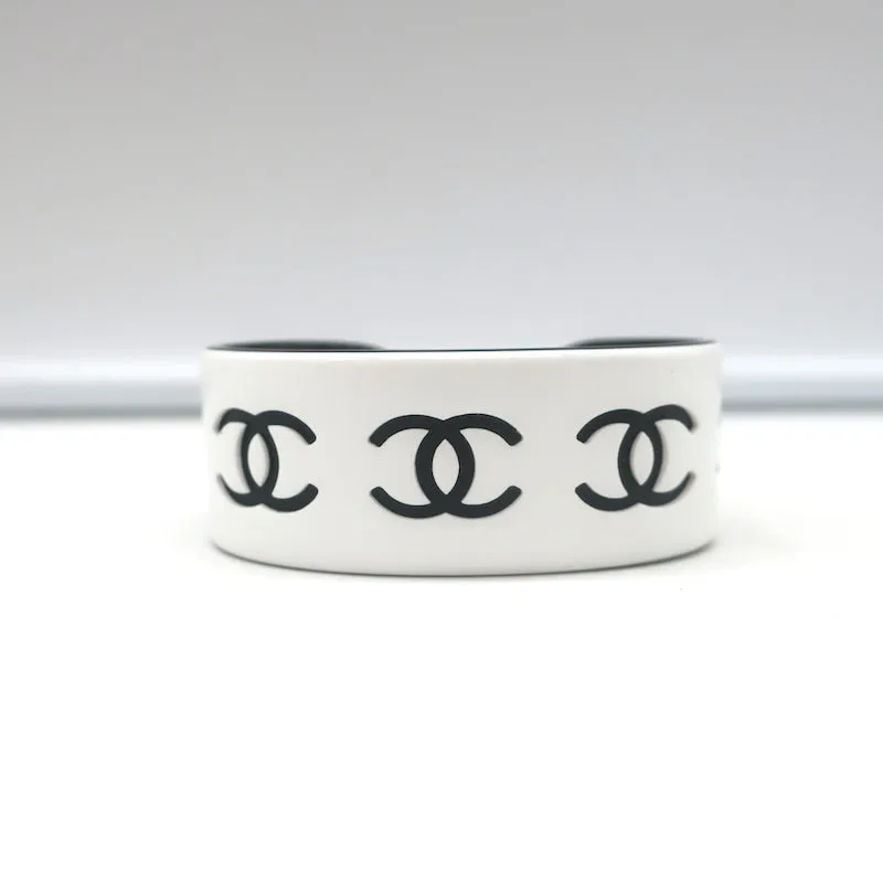 Chanel 02P CC Resin Cuff Bracelet White & Black