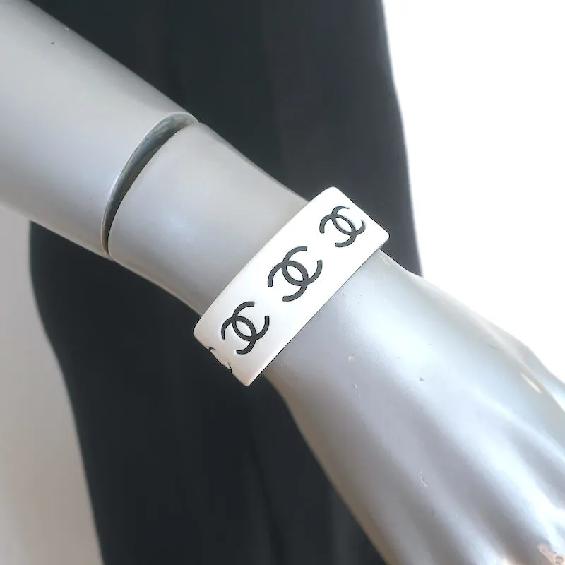 Chanel 02P CC Resin Cuff Bracelet White & Black