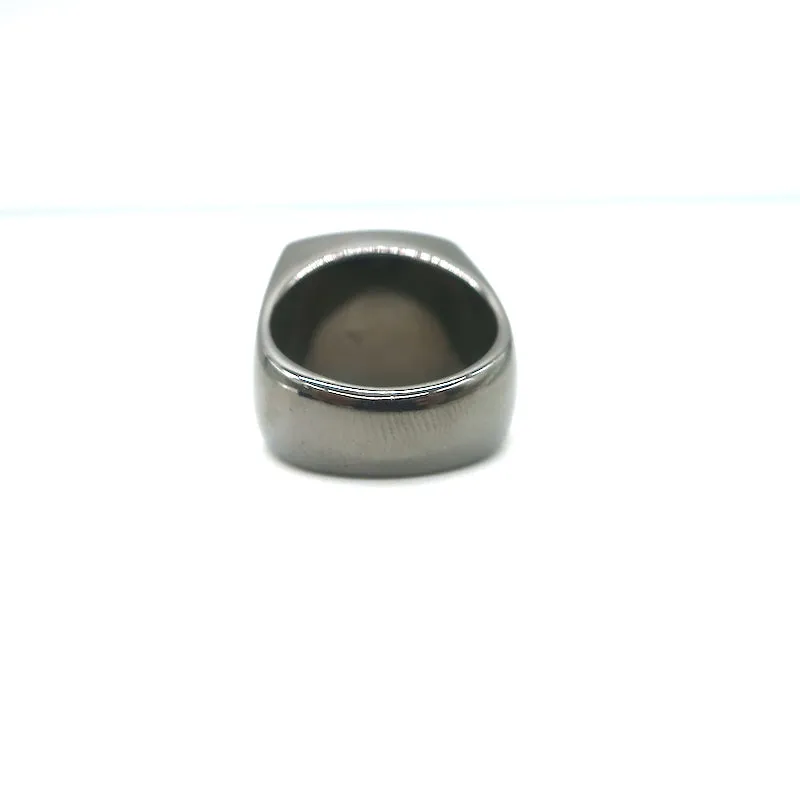 Chanel A21 Crystal CC Square Ring Black Enamel Size 5.5