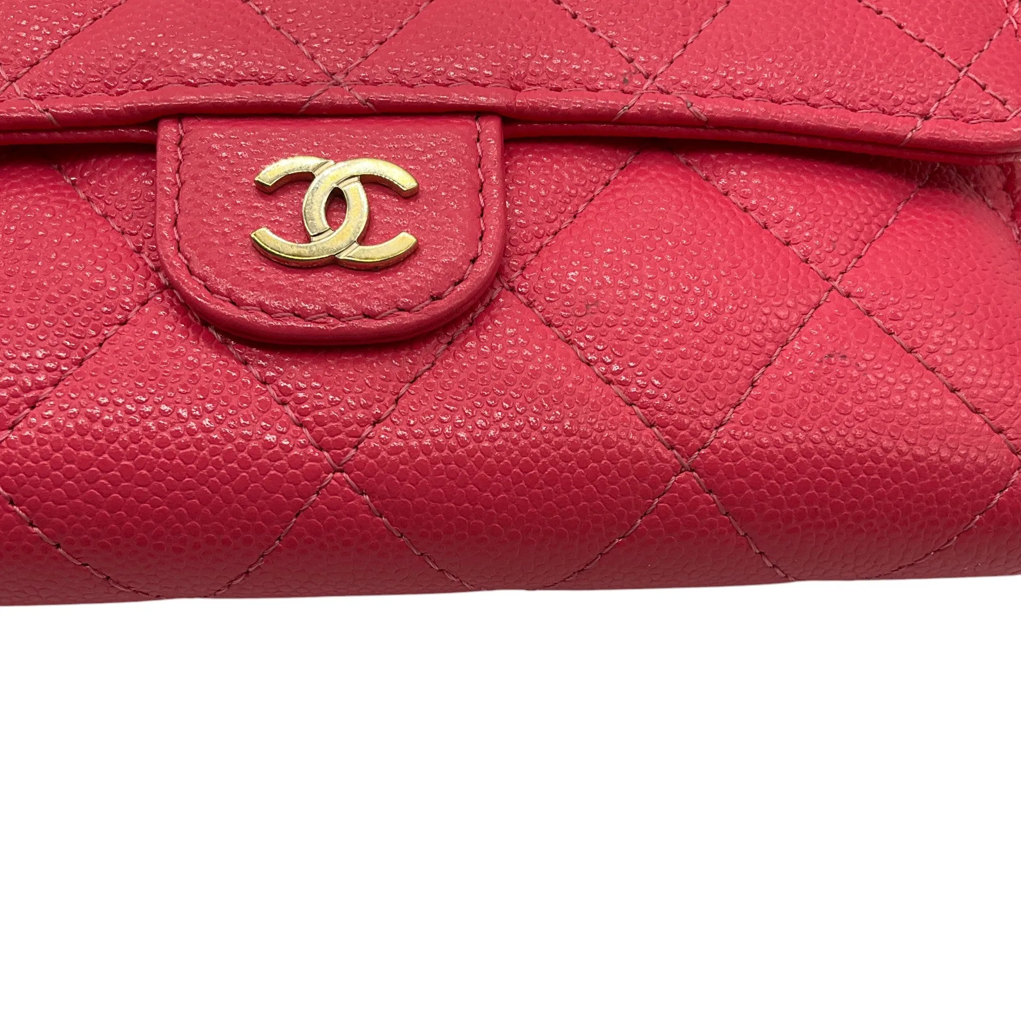 Chanel Pink Quilted Caviar Leather Timeless Wallet