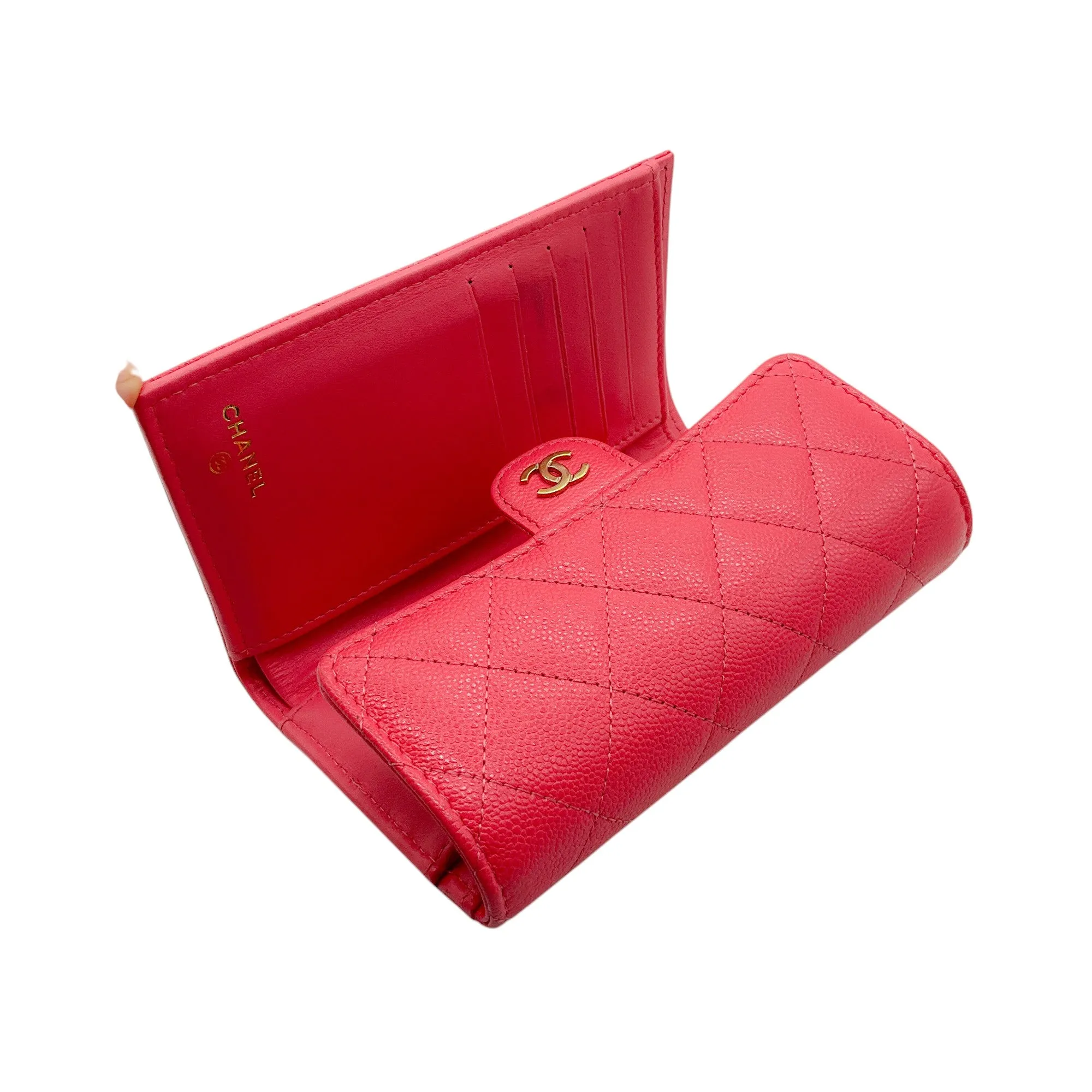 Chanel Pink Quilted Caviar Leather Timeless Wallet