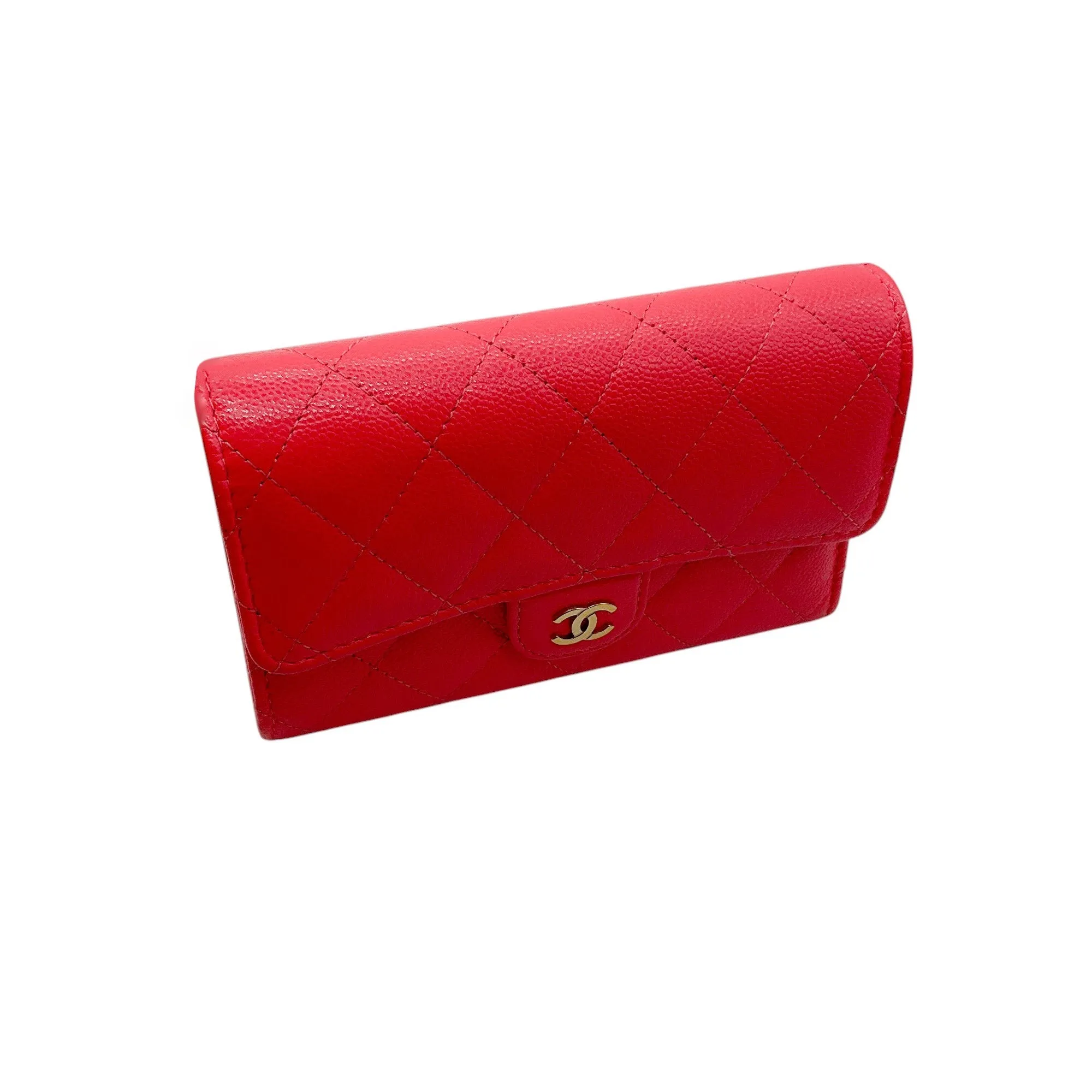 Chanel Pink Quilted Caviar Leather Timeless Wallet