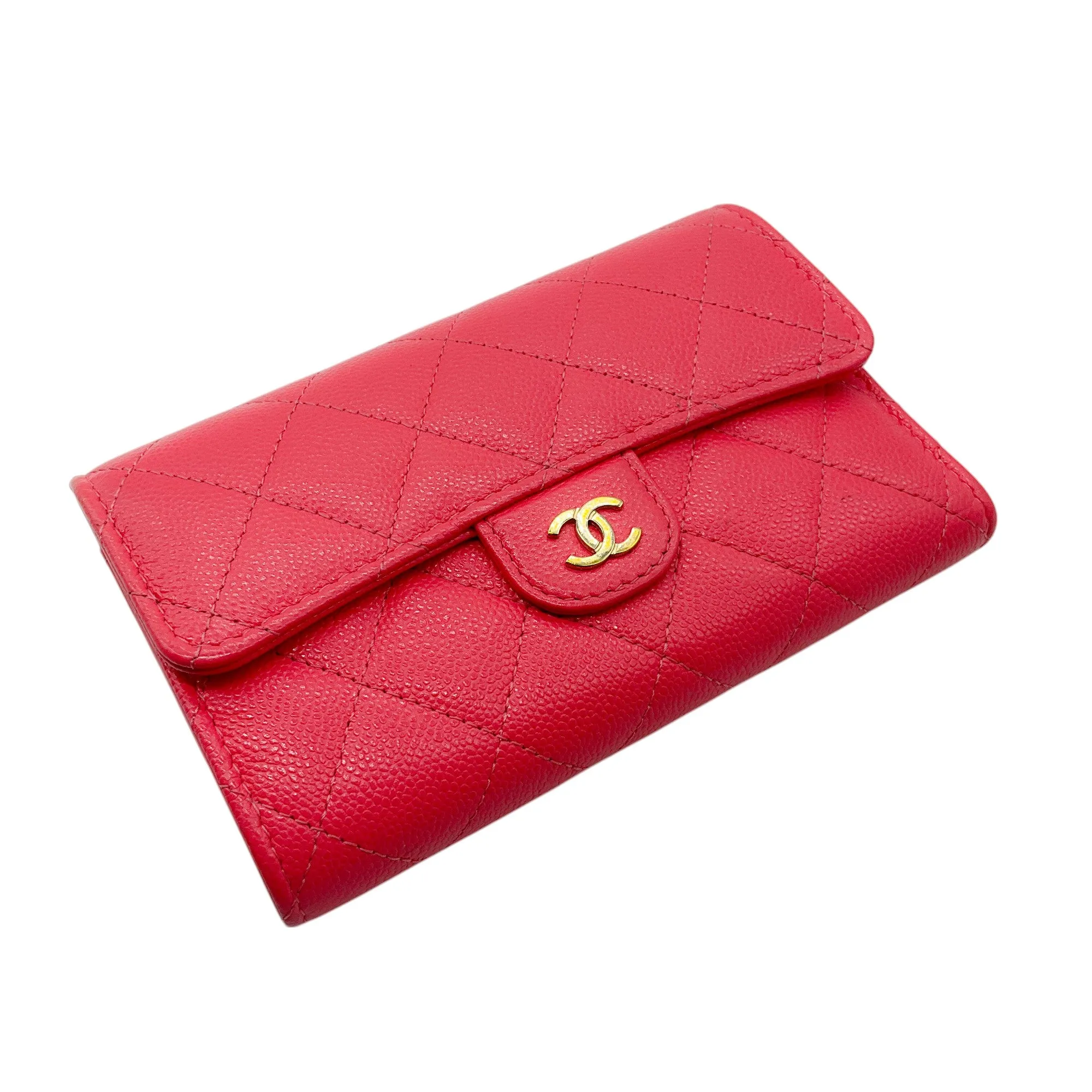 Chanel Pink Quilted Caviar Leather Timeless Wallet