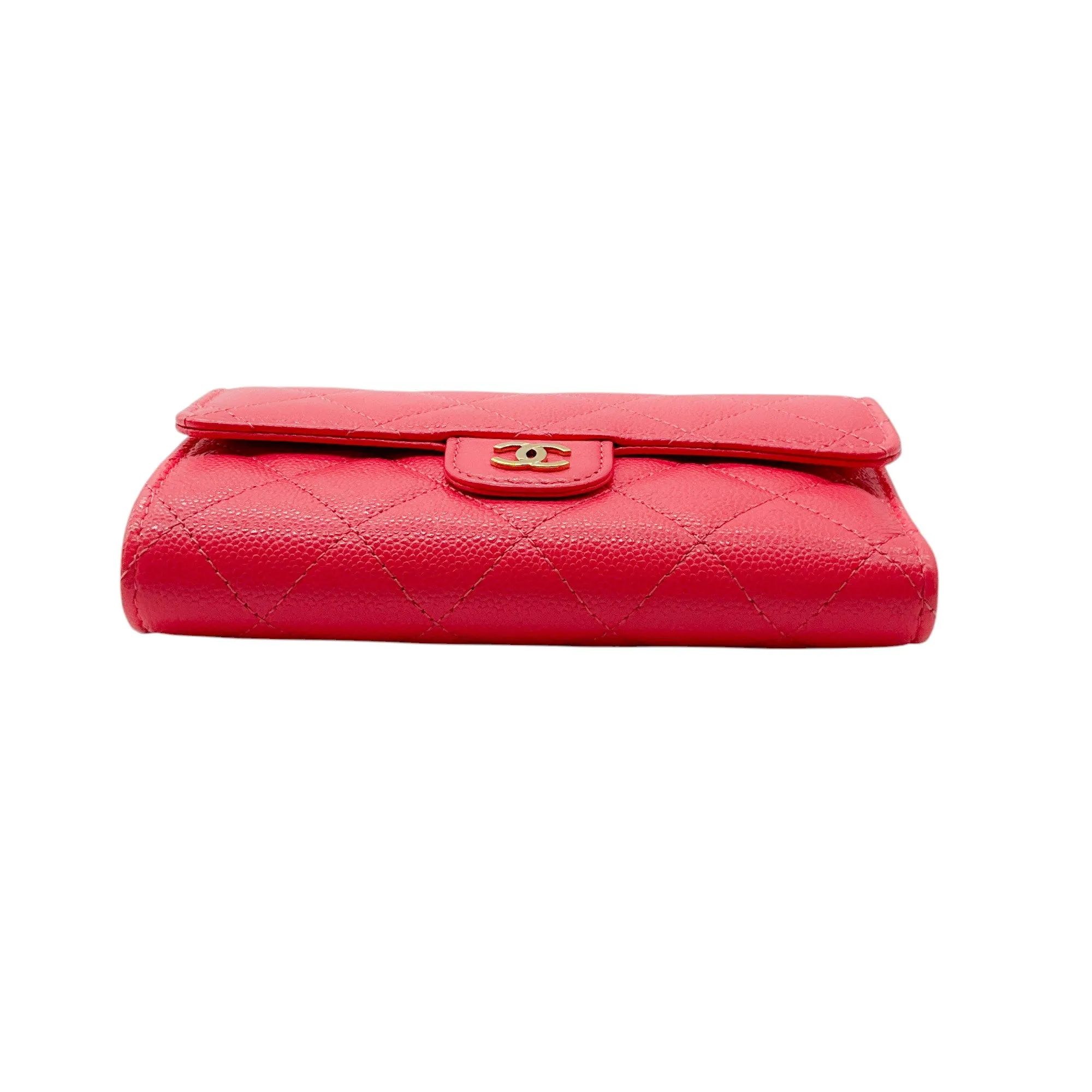 Chanel Pink Quilted Caviar Leather Timeless Wallet