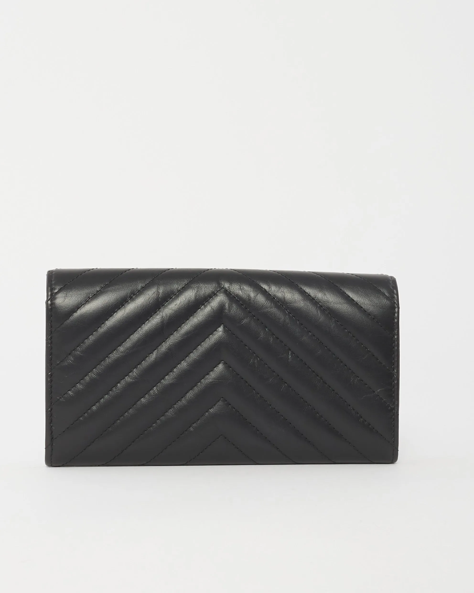 Chanel So Black Chevron Lambskin Reissue Long Wallet