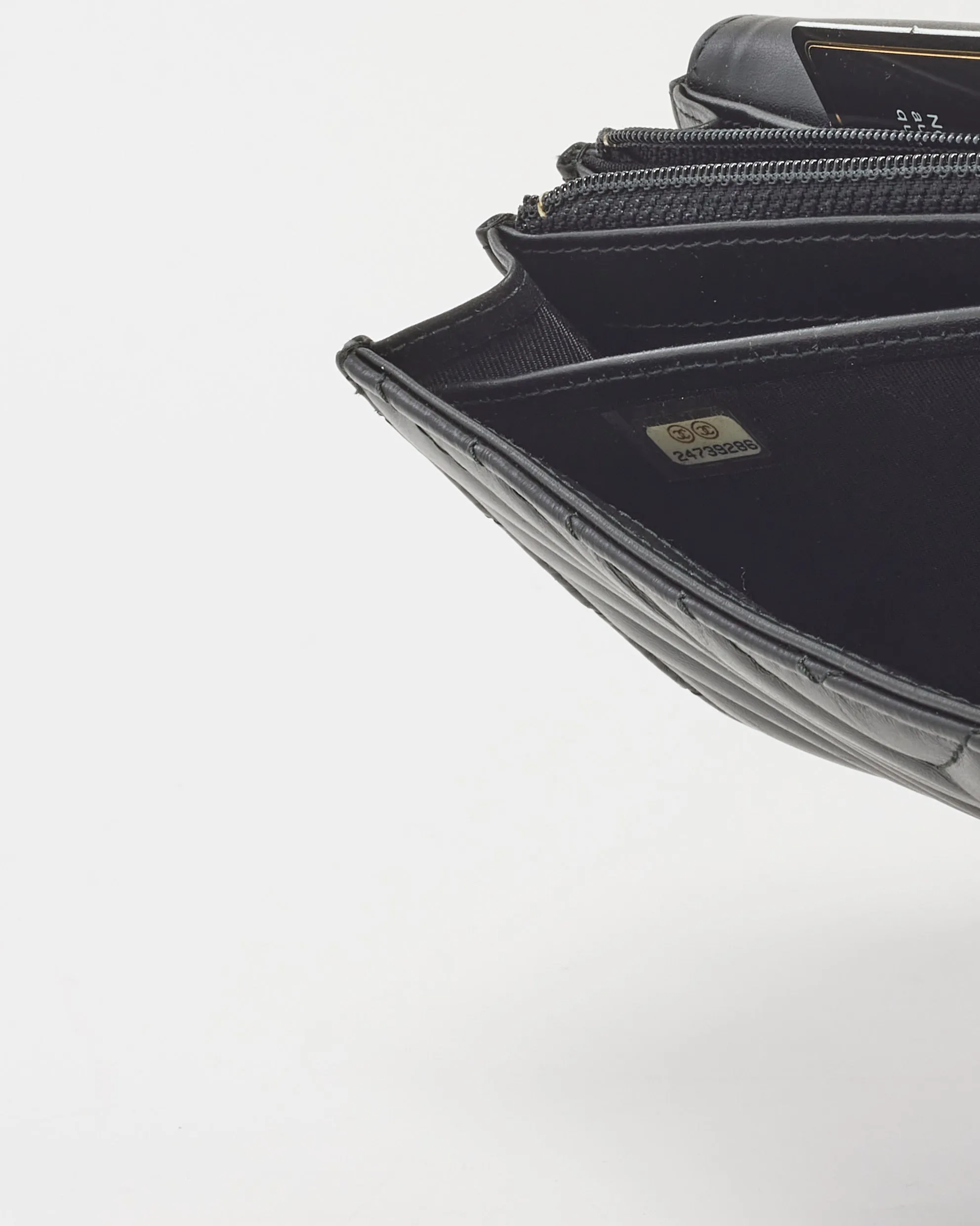Chanel So Black Chevron Lambskin Reissue Long Wallet