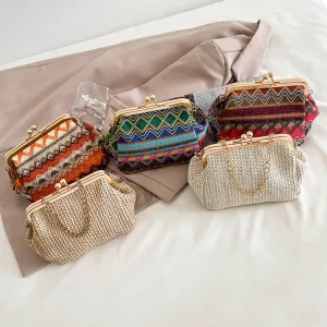 Chic Summer Straw Crossbody Clutches