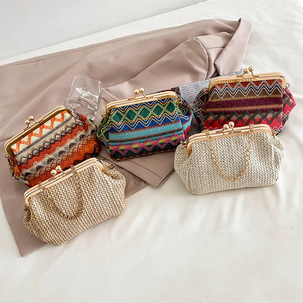 Chic Summer Straw Crossbody Clutches