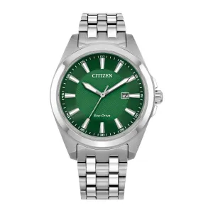 Citizen Peyten Mens Eco Drive Stainless Steel Green Dial Watch