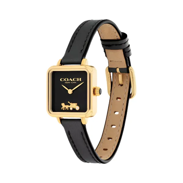 Coach Cass Black Leather Strap Black Dial Quartz Watch for Ladies - 14504225
