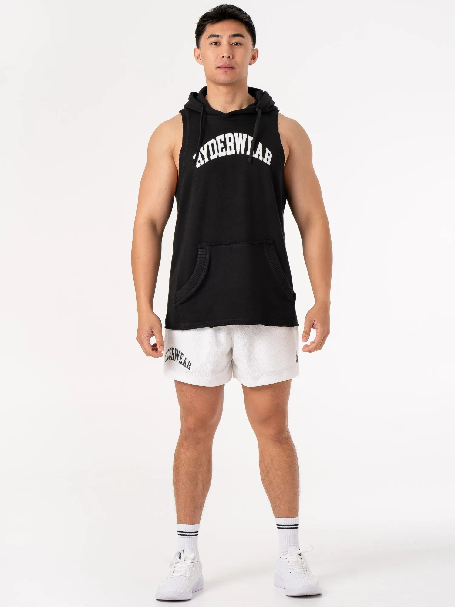 Collegiate Sleeveless Hoodie - Black