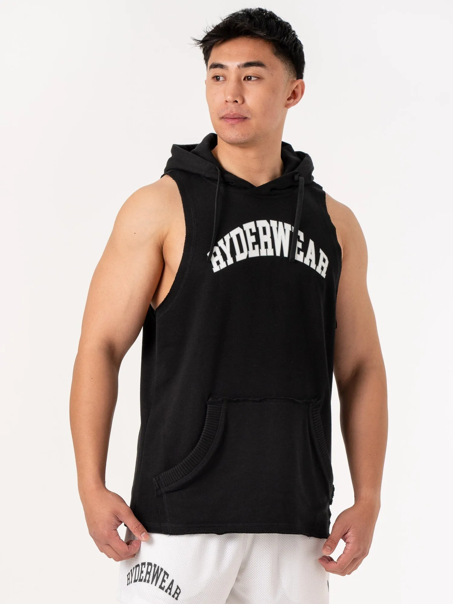 Collegiate Sleeveless Hoodie - Black
