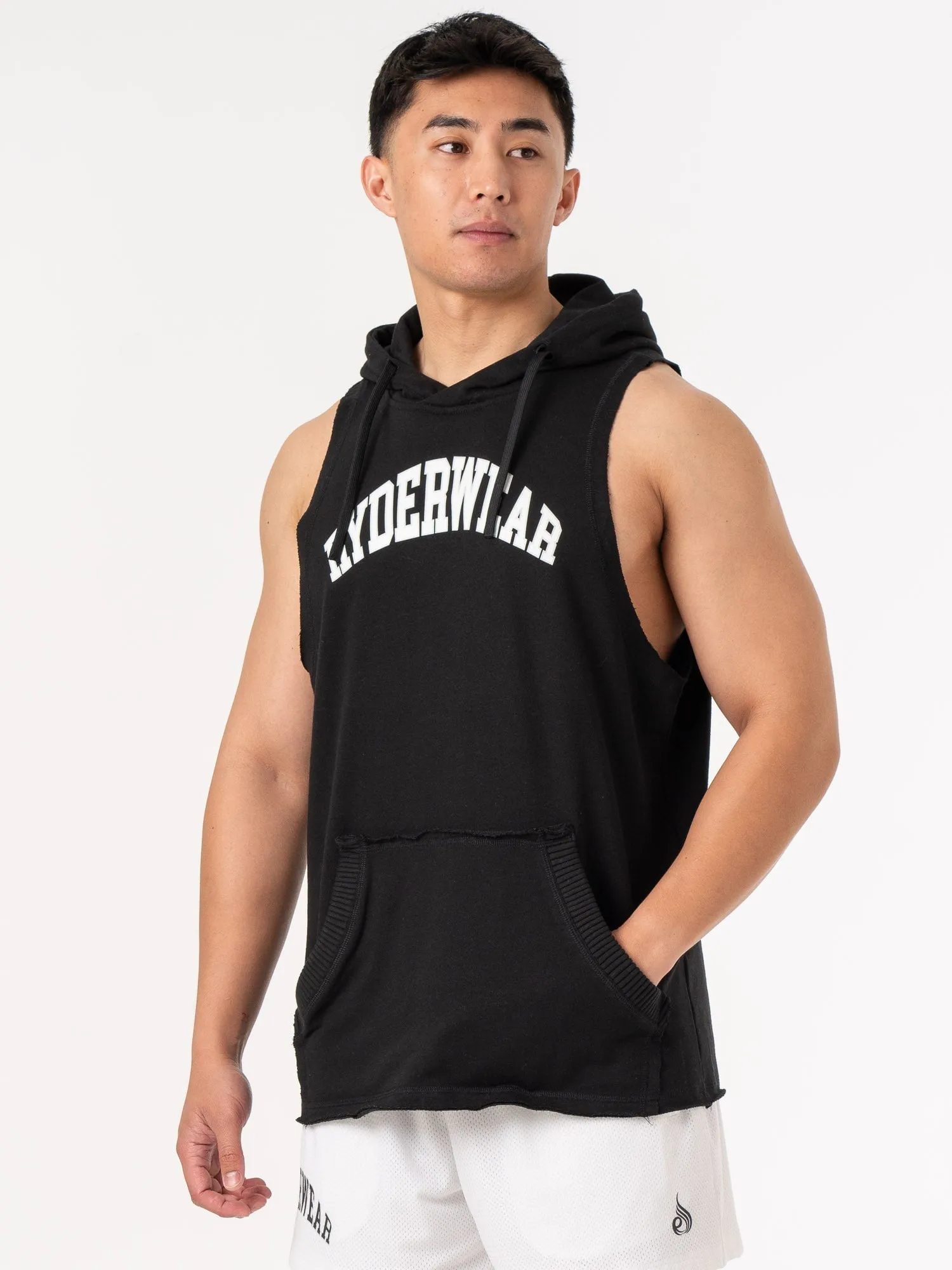 Collegiate Sleeveless Hoodie - Black