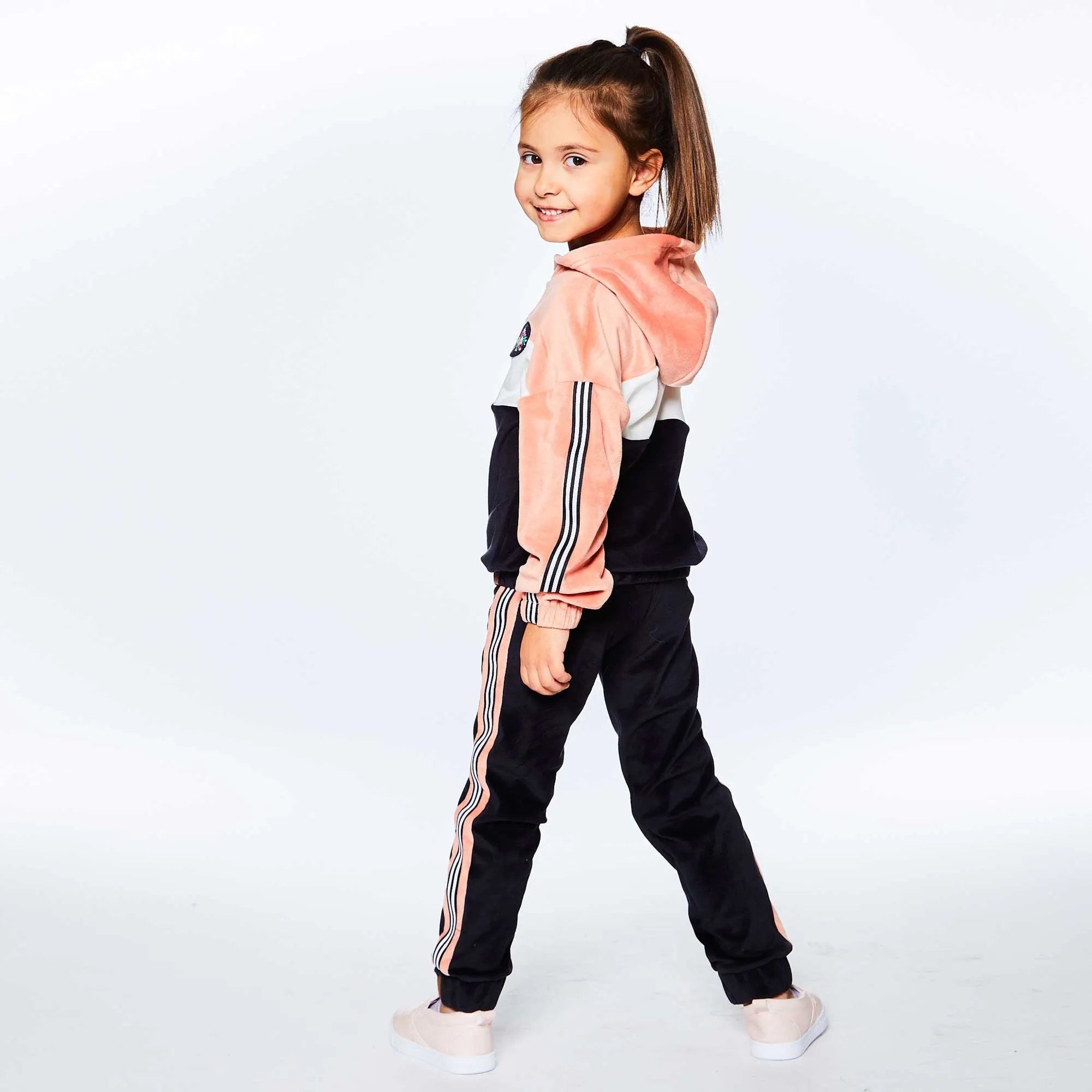 Colorblock Velvet Hooded Top