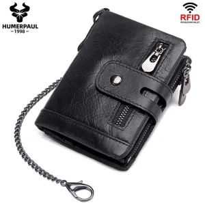 Compact Genuine Leather Men's Wallet with Coin Pocket