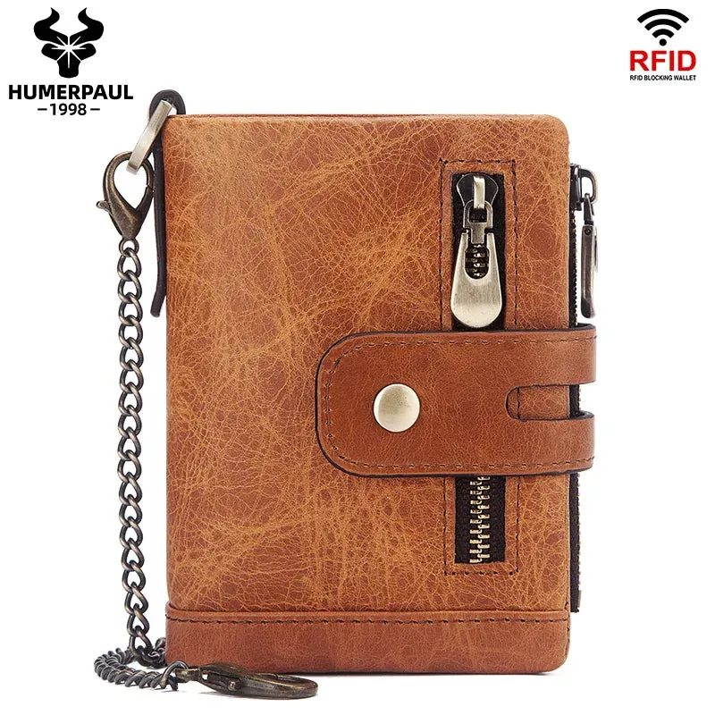 Compact Genuine Leather Men's Wallet with Coin Pocket